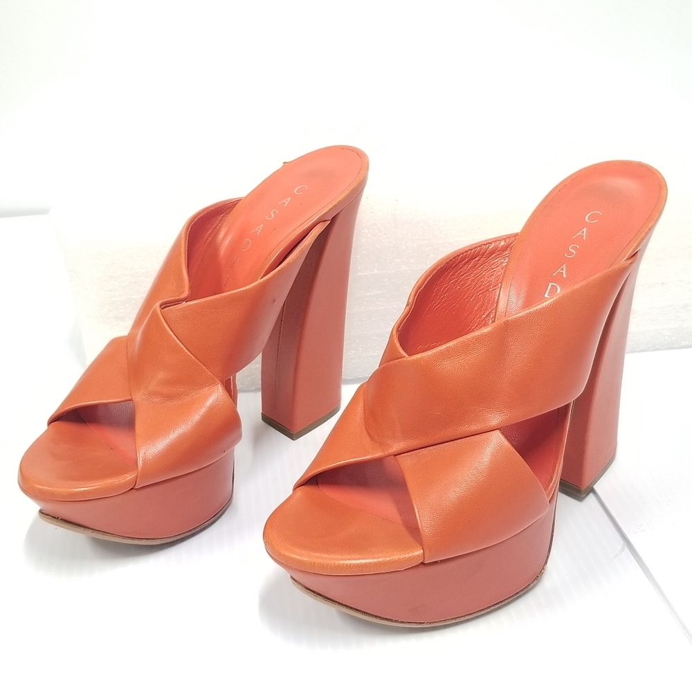 CASADEI Mules High Heels Platform Orange - Picture 8 of 12
